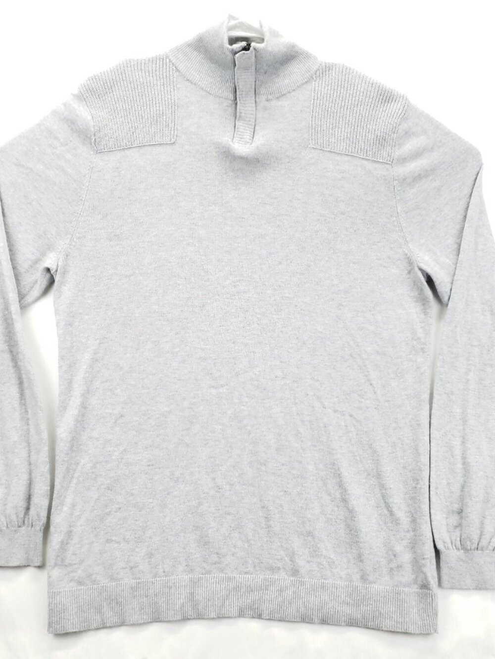 Mossimo Sweater Mens Medium Gray Knit Wool Long Sleeve Classic 1/2 Snap & Zip
